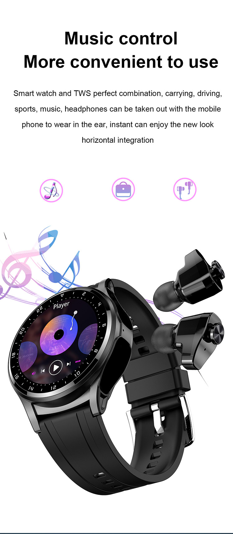 smart watch with earbuds, GT66 smart watch, smart watch nfc, GT66 Smartwatch earphone, GT66 Smartwatch earbuds, GT66 smart watch, smart watch with tws earbuds, tws Smartwatch, 2 in 1 earphones smart watch